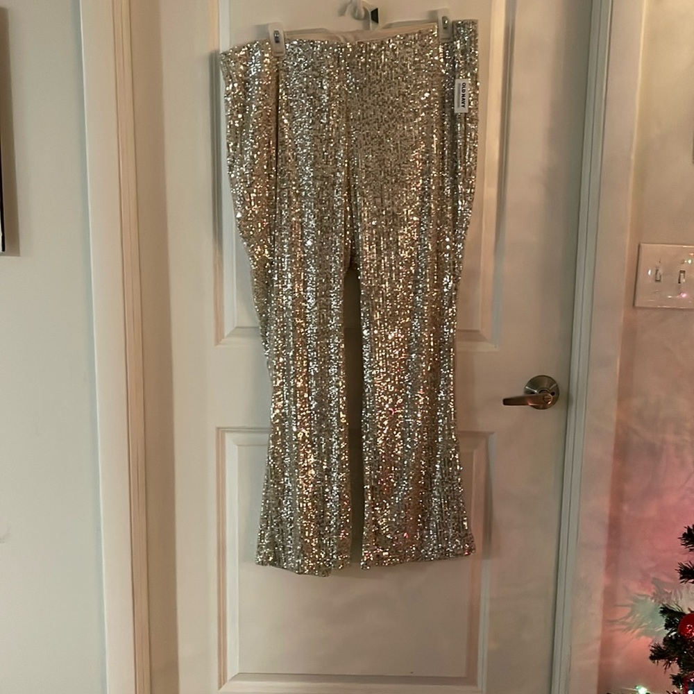 2XL high rise flare sequin pant from old navy